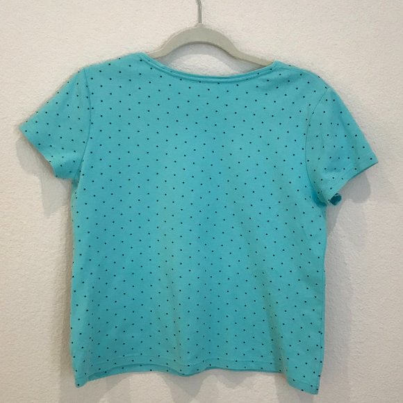 Croft & Barrow Classic Tee - Teal with dots - Picture 2 of 3